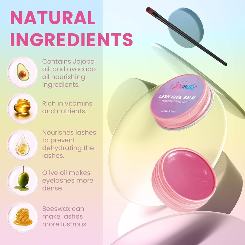 لي بيوتي مجموعة ليبيوتي لرفع الرموش 10 مل - مجموعة لرفع الرموش وتصفيف الحواجب مع بلسم لرفع الرموش، تصميم أنبوبي دقيق لسهولة الاستخدام في المنزل أو الصالون - Image 3